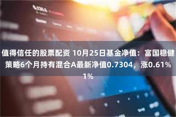 值得信任的股票配资 10月25日基金净值：富国稳健策略6个月持有混合A最新净值0.7304，涨0.61%